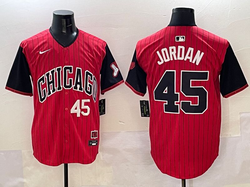 Men Chicago White Sox #45 Jordan Red Stripe Joint Name 2025 Nike MLB Jersey style 2->detroit tigers->MLB Jersey
